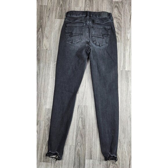 (3/$35) American Eagle Size 4 Curvy High Rise Black Grey Dream Jeans Jeggings - Picture 2 of 13